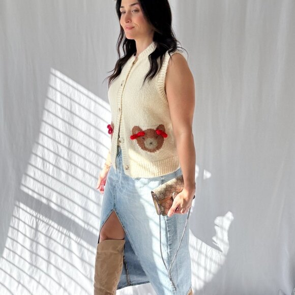 Sofie The Label | Teddy Bear Button Down Knit Vest | Cream - Picture 3 of 16